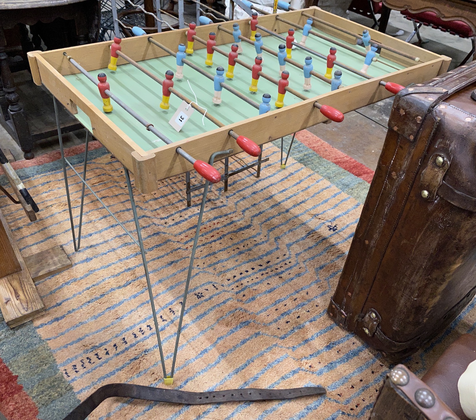 A mid century French table football game, length 112cm, width 62cm